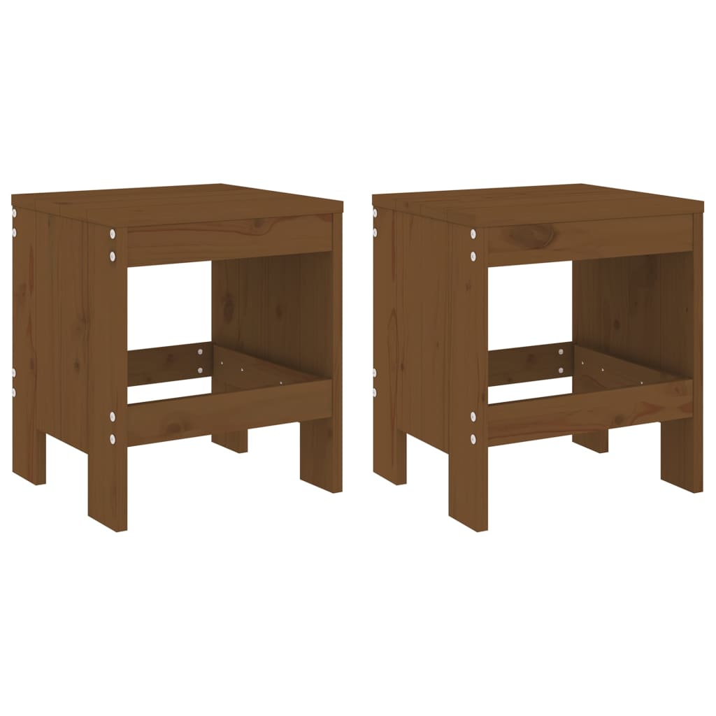Vidaxl barkrukken 2 st 40x36x45 cm massief grenenhout honingbruin