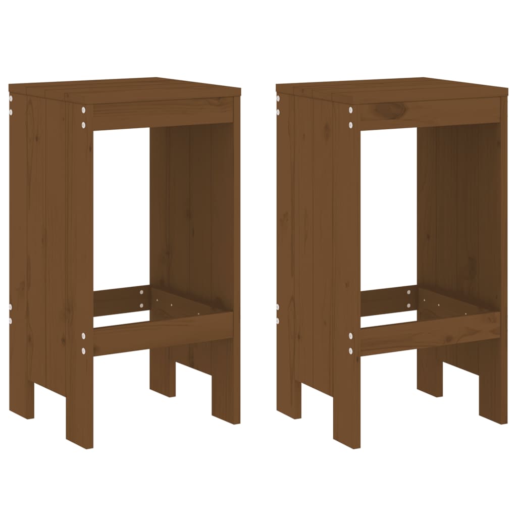 Vidaxl barkrukken 2 st 40x36x75 cm massief grenenhout honingbruin