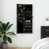 Vidaxl sieradenkast met spiegel wandgemonteerd 30x8,5x106 cm zwart