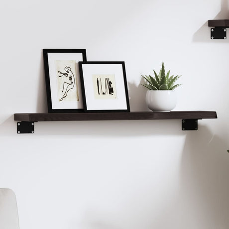 Vidaxl wandschap 60x10x2 cm behandeld massief eikenhout donkerbruin