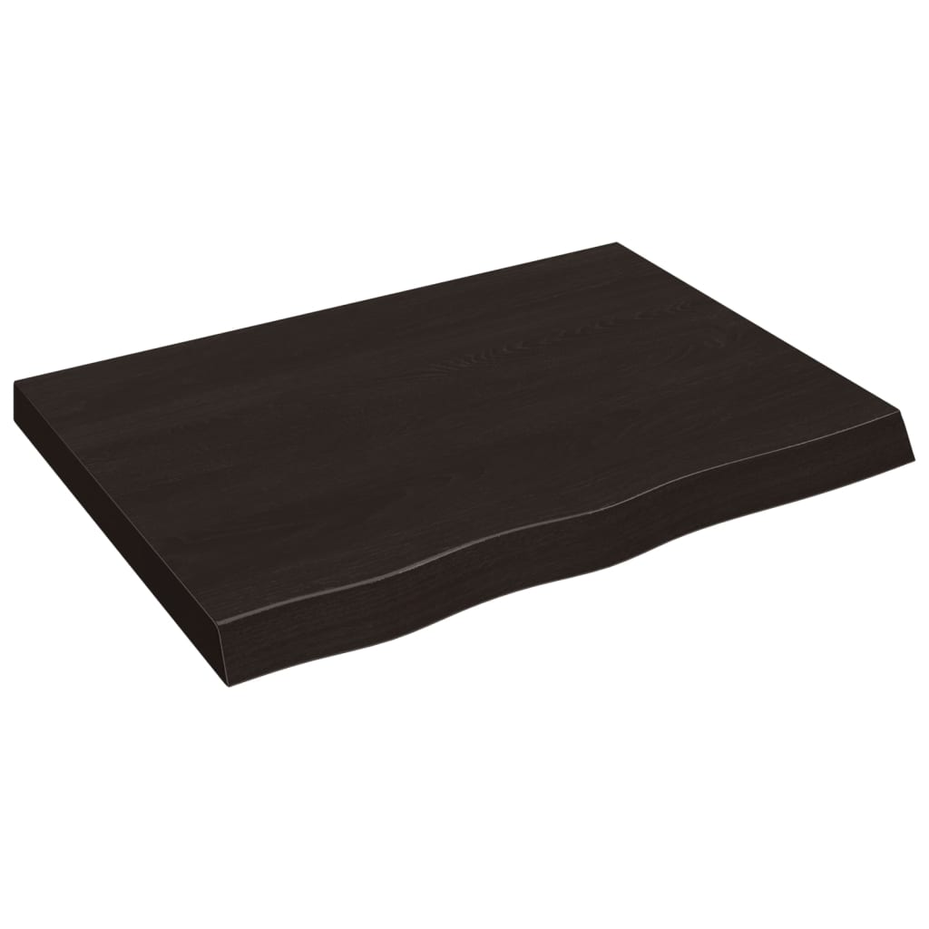 Vidaxl wandschap 80x60x(2-6)cm behandeld massief eikenhout donkerbruin