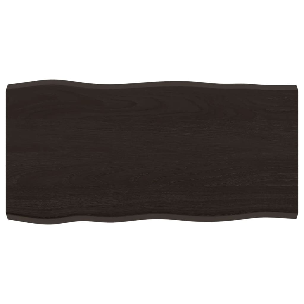 Vidaxl tafelblad natuurlijke rand 80x40x(2-4) cm eikenhout donkerbruin