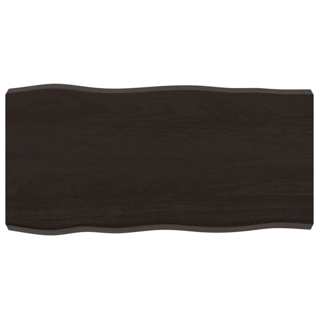Vidaxl tafelblad natuurlijke rand 80x40x(2-6) cm eikenhout donkerbruin