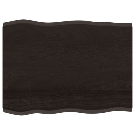 Vidaxl tafelblad natuurlijke rand 80x60x(2-4) cm eikenhout donkerbruin