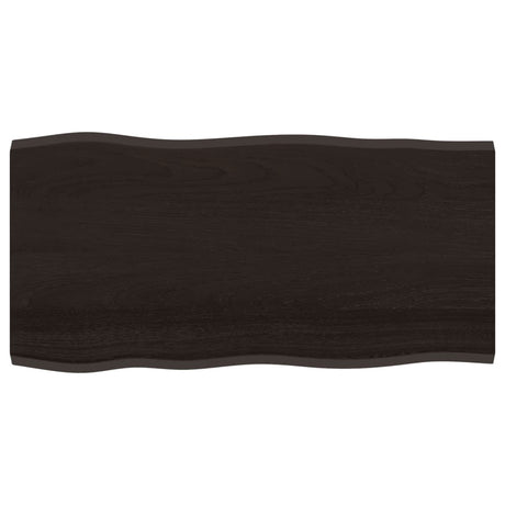 Vidaxl tafelblad natuurlijke rand 100x50x2 cm eikenhout donkerbruin