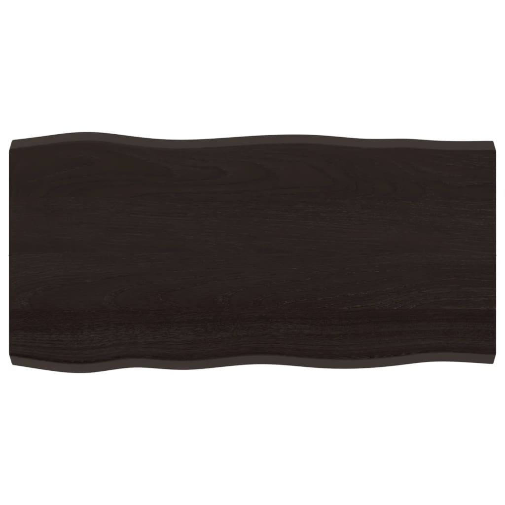 Vidaxl tafelblad natuurlijke rand 100x50x(2-4)cm eikenhout donkerbruin
