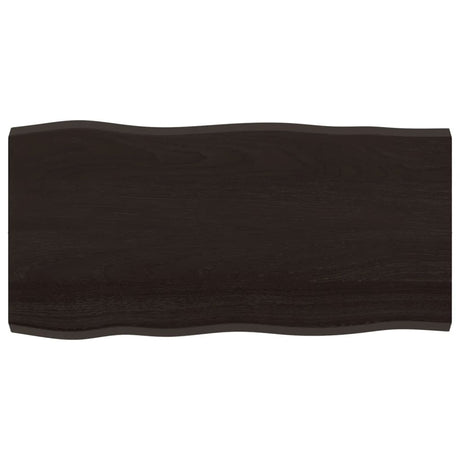 Vidaxl tafelblad natuurlijke rand 100x50x(2-4)cm eikenhout donkerbruin