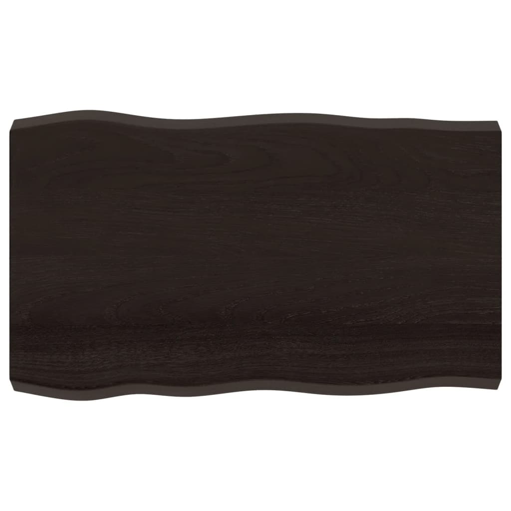 Vidaxl tafelblad natuurlijke rand 100x60x(2-6)cm eikenhout donkerbruin