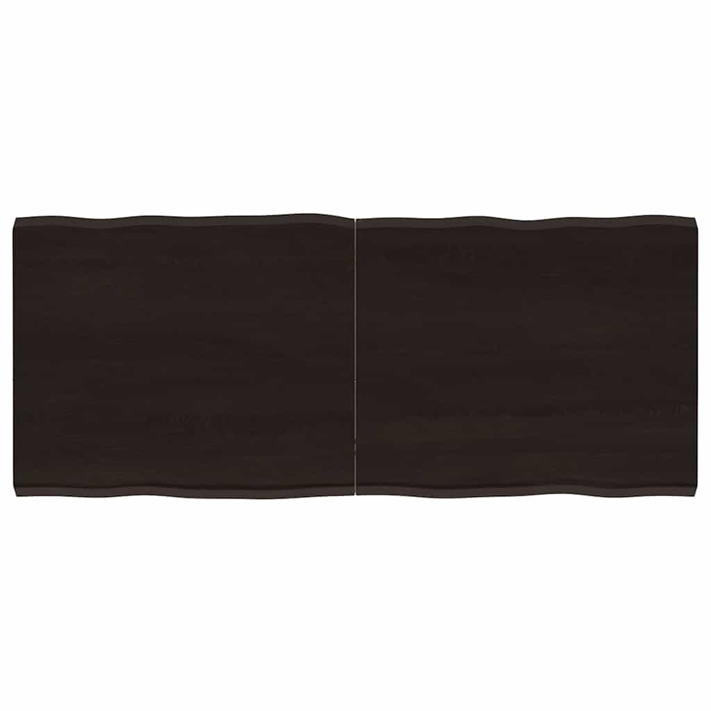 Vidaxl tafelblad natuurlijke rand 120x50x(2-4)cm eikenhout donkerbruin