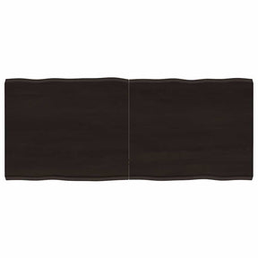 Vidaxl tafelblad natuurlijke rand 120x50x(2-4)cm eikenhout donkerbruin
