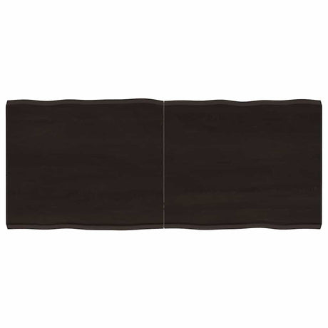 Vidaxl tafelblad natuurlijke rand 120x50x(2-4)cm eikenhout donkerbruin
