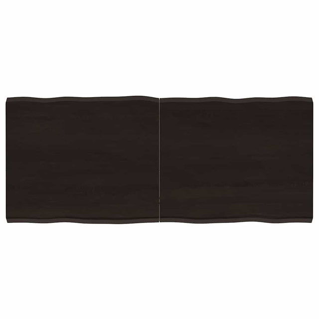 Vidaxl tafelblad natuurlijke rand 120x50x(2-4)cm eikenhout donkerbruin