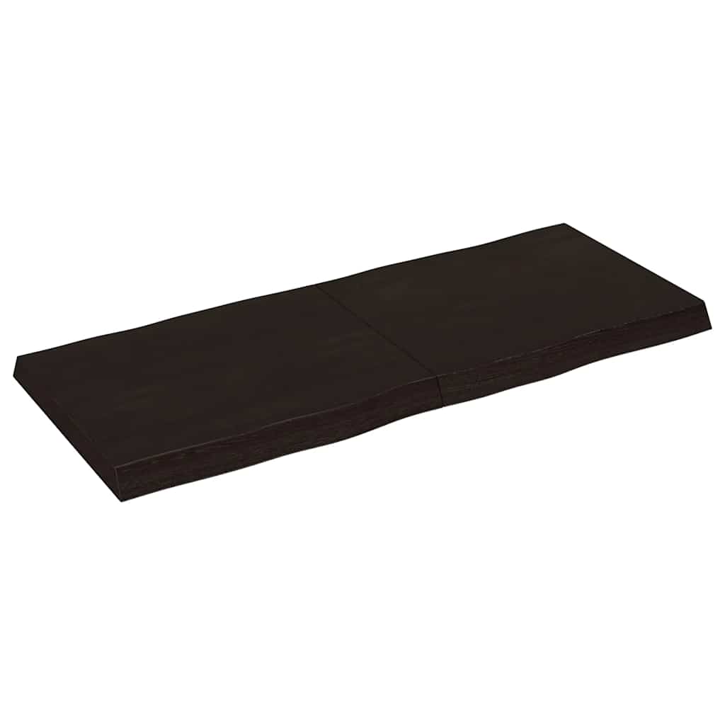 Vidaxl tafelblad natuurlijke rand 120x50x(2-6)cm eikenhout donkerbruin