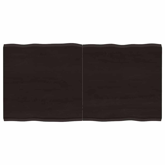 Vidaxl tafelblad natuurlijke rand 120x60x(2-4)cm eikenhout donkerbruin