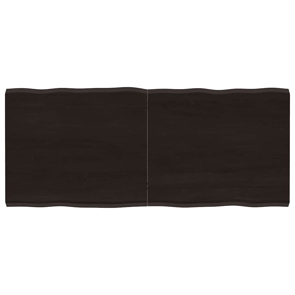 Vidaxl tafelblad natuurlijke rand 140x60x(2-4)cm eikenhout donkerbruin