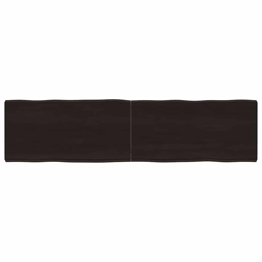 Vidaxl tafelblad natuurlijke rand 160x40x(2-6)cm eikenhout donkerbruin
