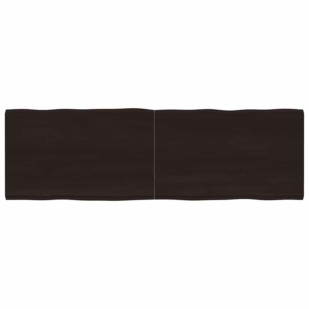Vidaxl tafelblad natuurlijke rand 160x50x(2-4)cm eikenhout donkerbruin