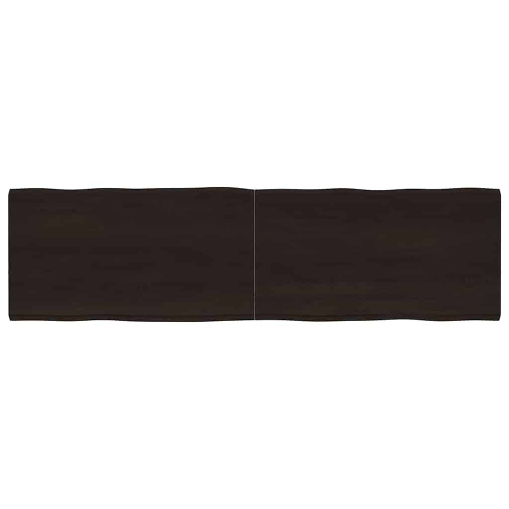 Vidaxl tafelblad natuurlijke rand 180x50x(2-4)cm eikenhout donkerbruin