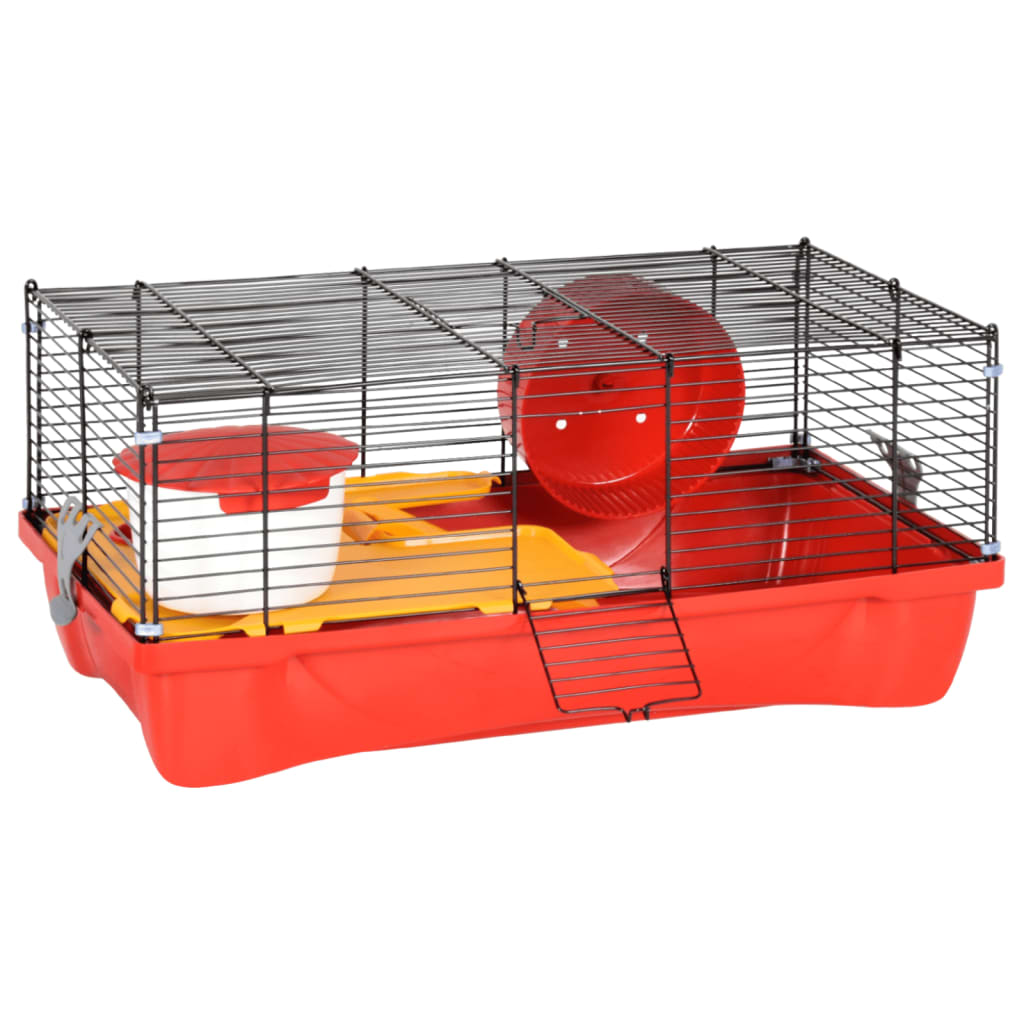 Vidaxl hamsterkooi 58x32x36 cm polypropène et rouge métal