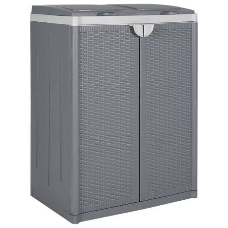 Vidaxl vuilnisbak met 2 deuren 65x45x88 cm pp grijs
