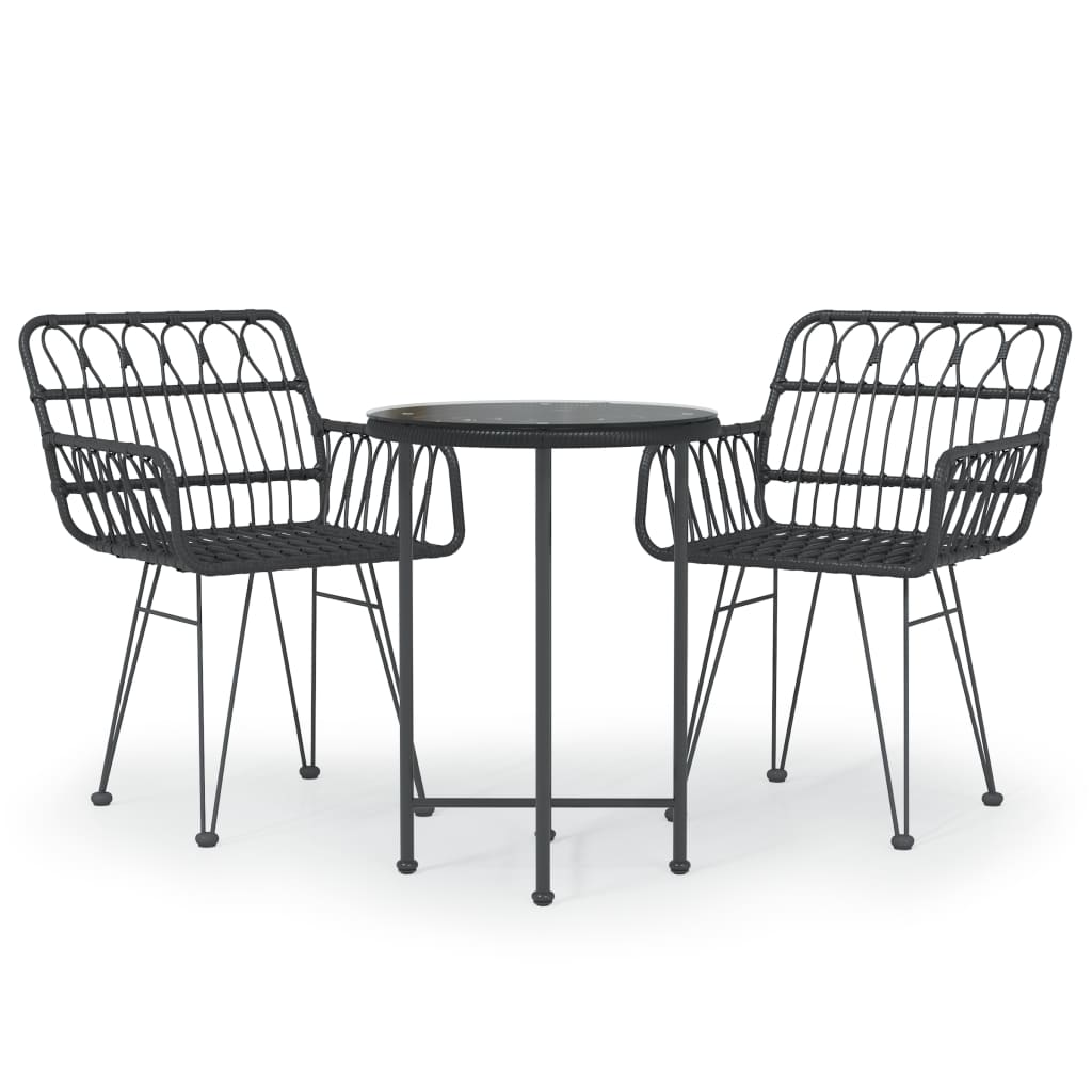 Vidaxl 3-delige tuinset poly rattan zwart