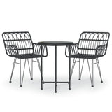 Vidaxl 3-delige tuinset poly rattan zwart