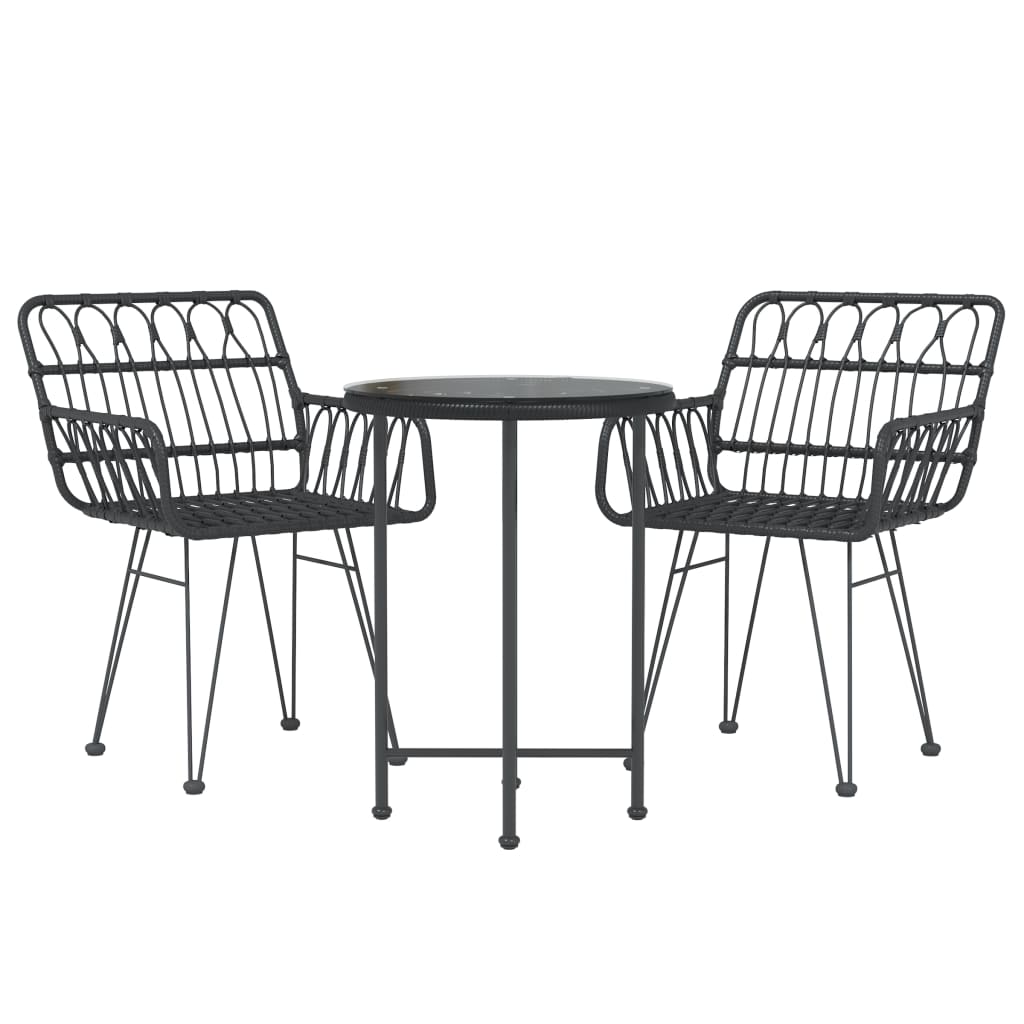 Vidaxl 3-delige tuinset poly rattan zwart