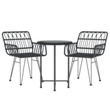 Vidaxl 3-delige tuinset poly rattan zwart