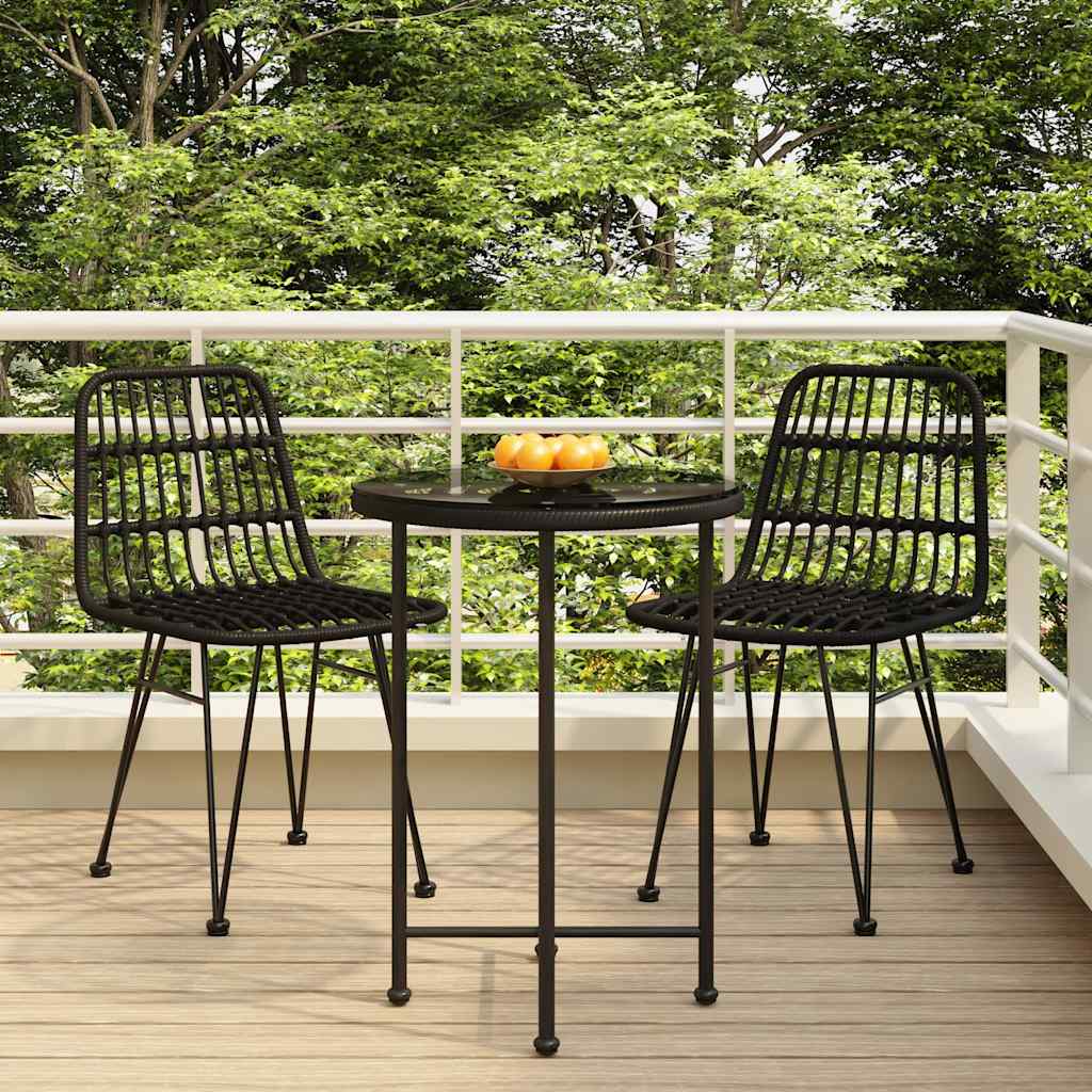 Vidaxl 3-delige tuinset poly rattan zwart