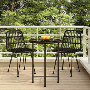Vidaxl 3-delige tuinset poly rattan zwart