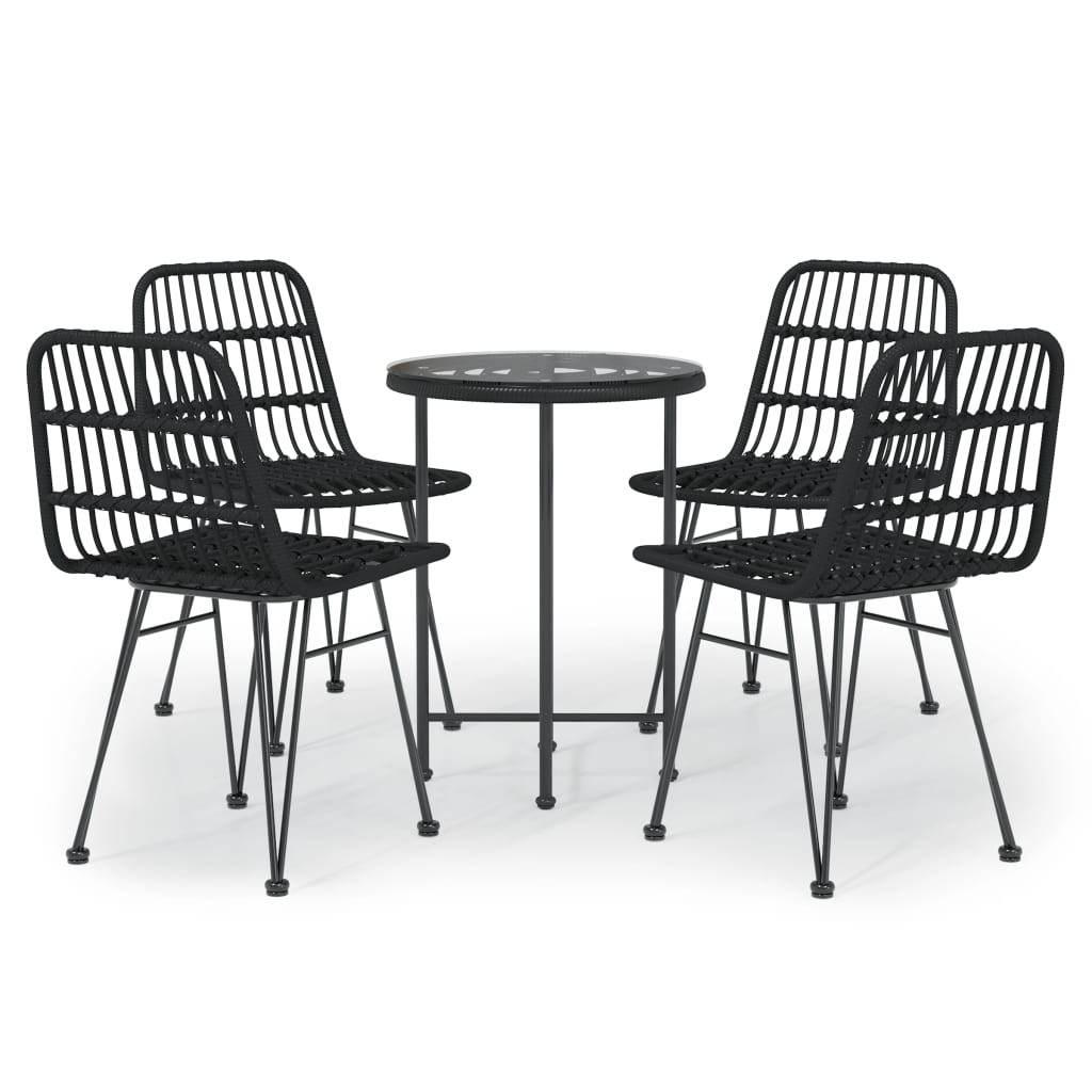 Vidaxl 5-delige tuinset poly rattan zwart