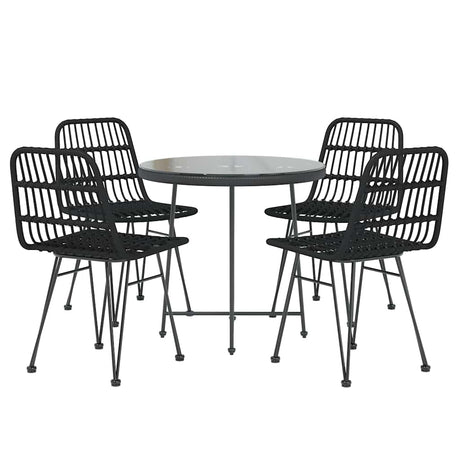 Vidaxl 5-delige tuinset poly rattan zwart