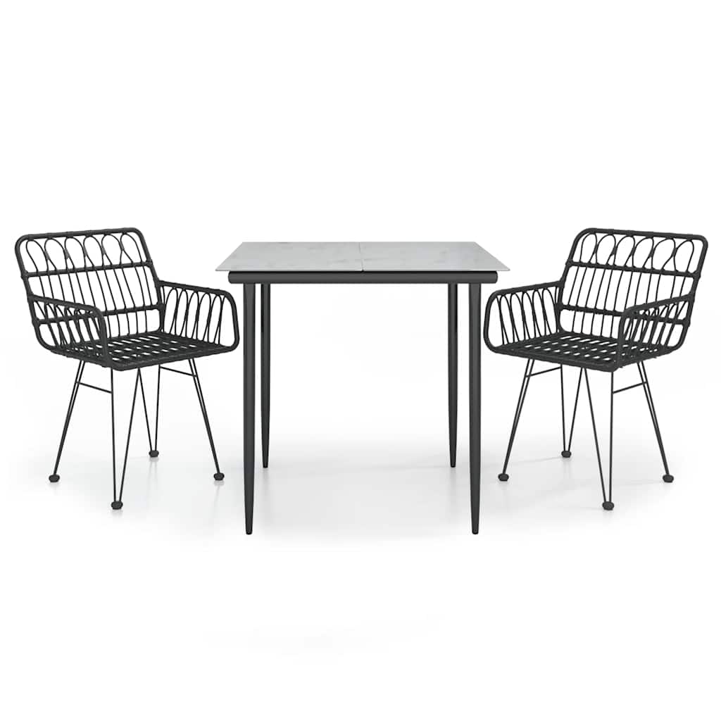 Vidaxl 3-delige tuinset poly rattan zwart