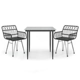 Vidaxl 3-delige tuinset poly rattan zwart