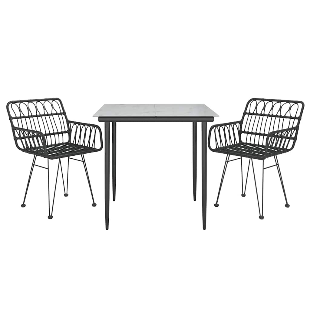 Vidaxl 3-delige tuinset poly rattan zwart