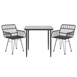 Vidaxl 3-delige tuinset poly rattan zwart
