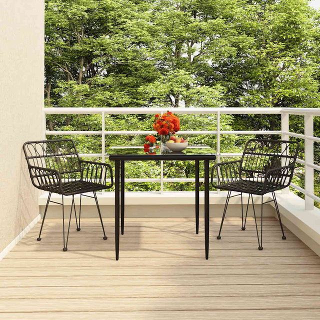 Vidaxl 3-delige tuinset poly rattan zwart