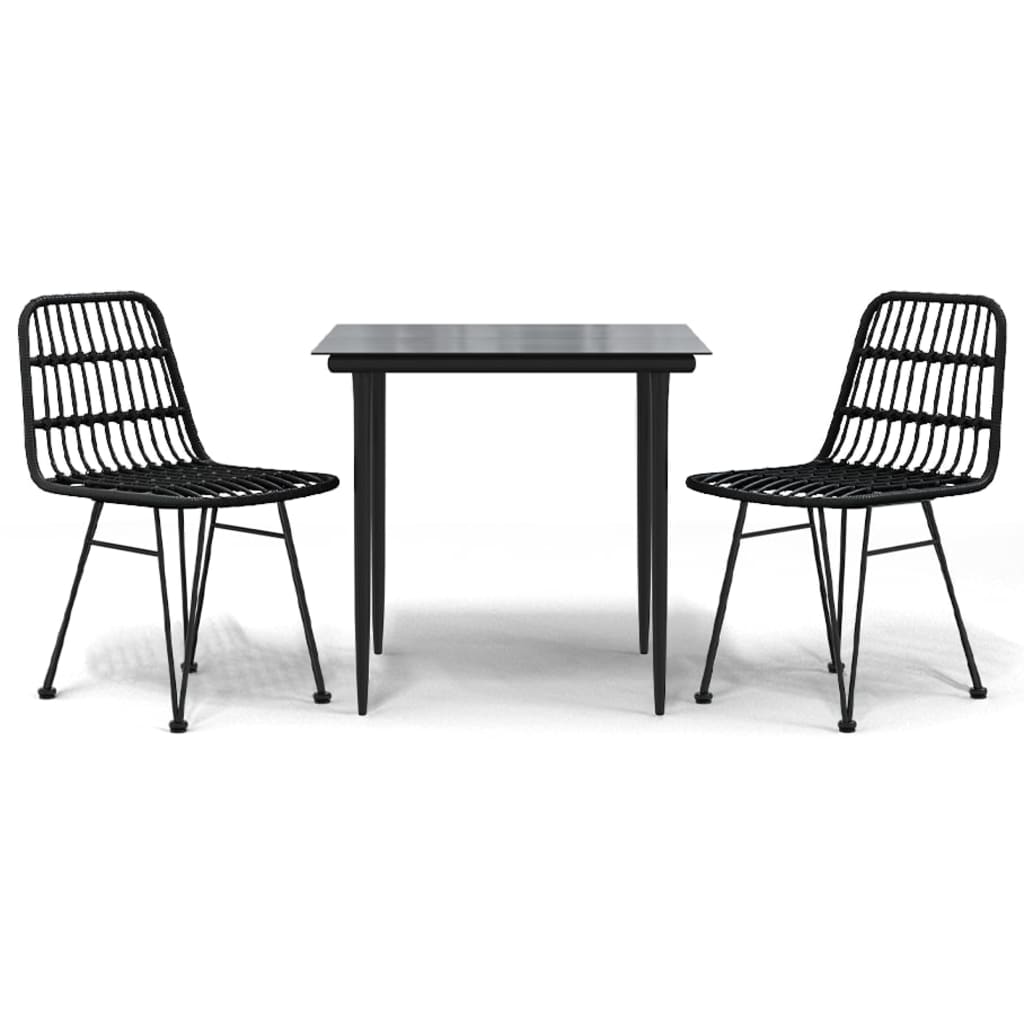 Vidaxl 3-delige tuinset poly rattan zwart
