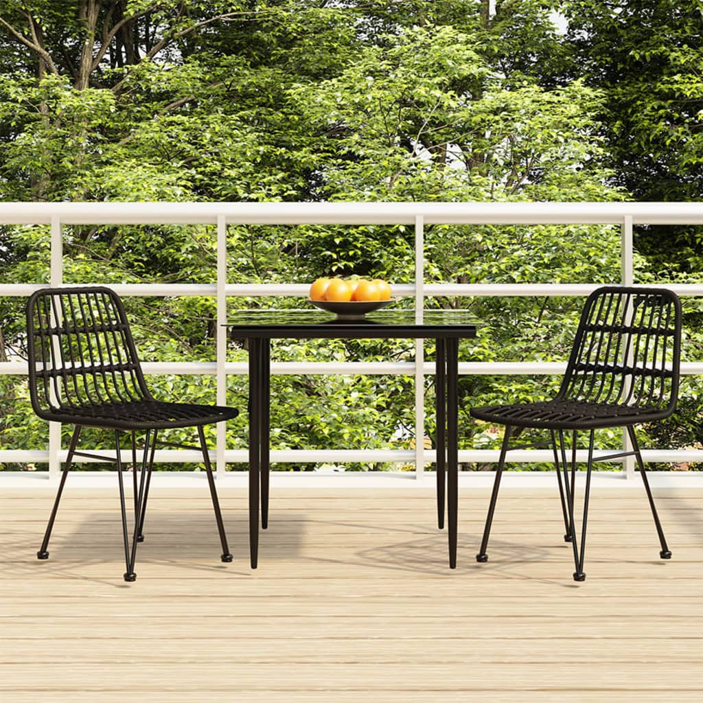Vidaxl 3-delige tuinset poly rattan zwart