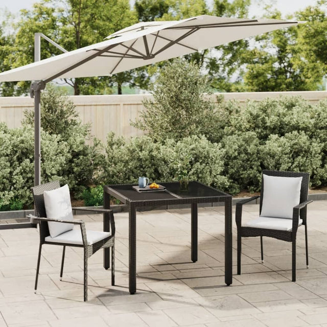 Vidaxl 3-delige tuinset met kussens poly rattan zwart