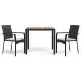 Vidaxl 3-delige tuinset met kussens poly rattan zwart