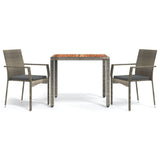 Vidaxl 3-delige tuinset met kussens poly rattan grijs