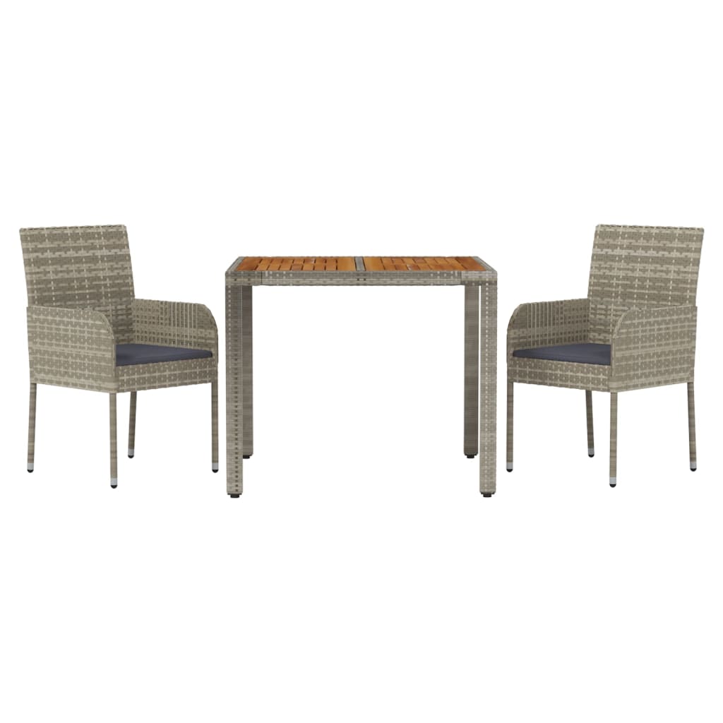 Vidaxl 3-delige tuinset met kussens poly rattan grijs