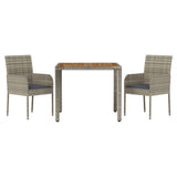 Vidaxl 3-delige tuinset met kussens poly rattan grijs