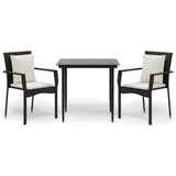 Vidaxl 3-delige tuinset met kussens poly rattan zwart