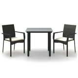 Vidaxl 3-delige tuinset met kussens poly rattan zwart
