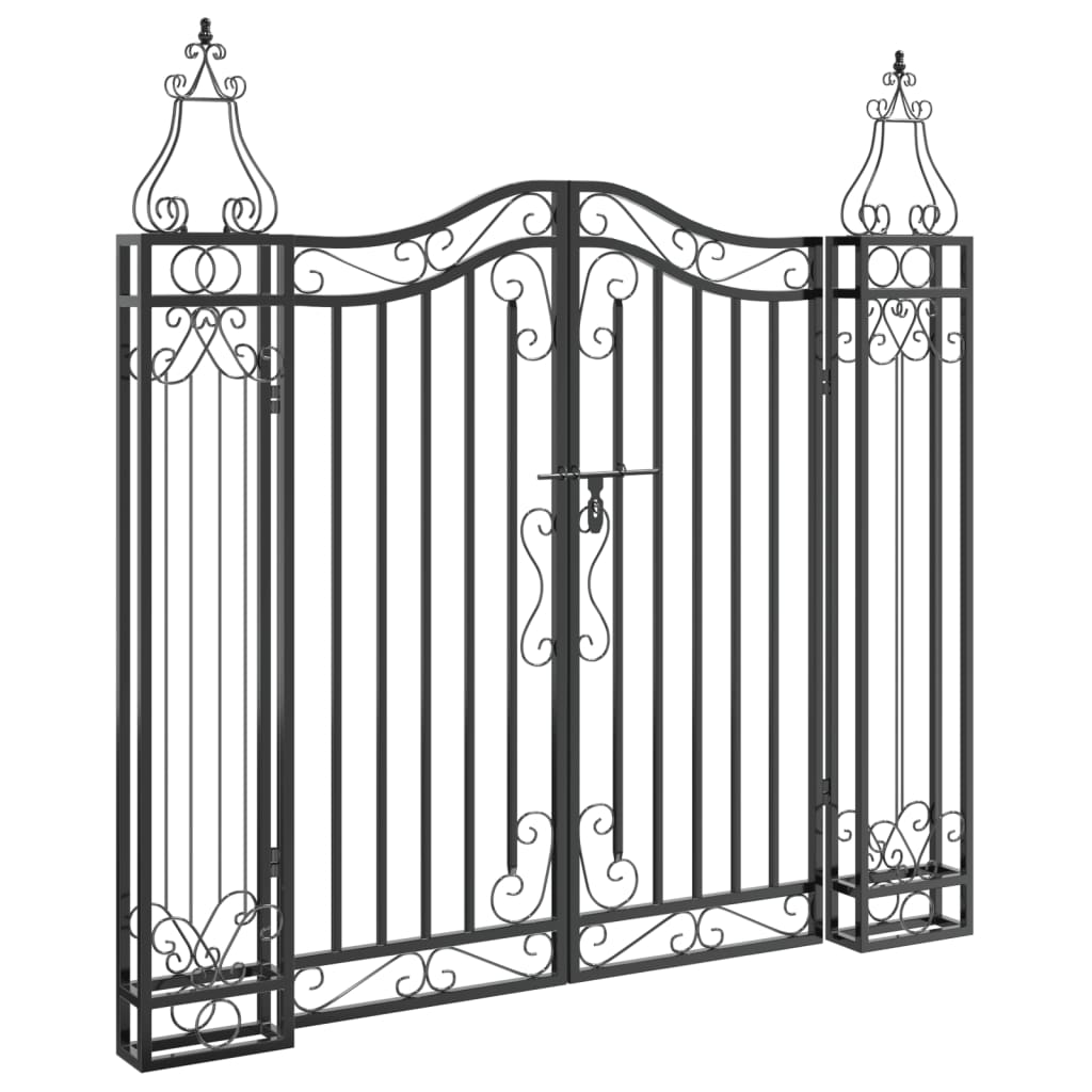 Vidaxl poort 121x8x120 cm smeedijzer zwart