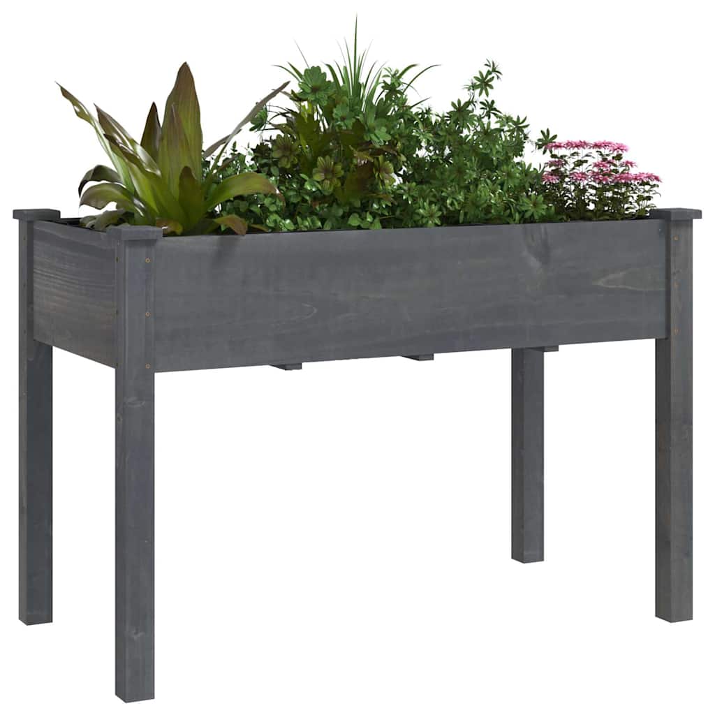 Vidaxl plantenbak met voering 118x59x76 cm massief vurenhout grijs