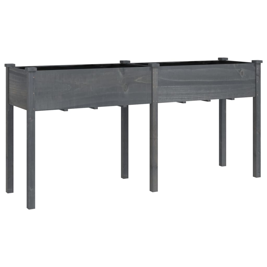 Vidaxl plantenbak met voering 161x45x76 cm massief vurenhout grijs