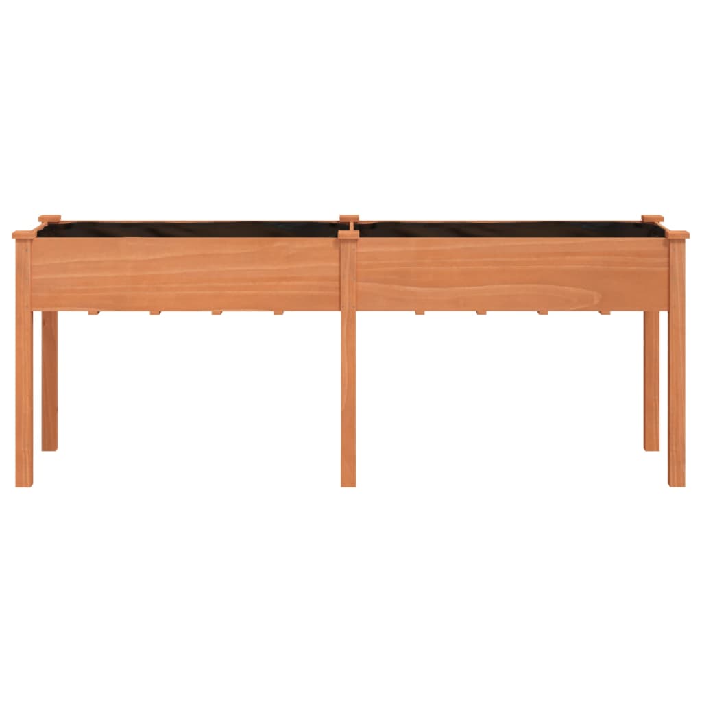Vidaxl plantenbak met voering 203x53x76 cm massief vurenhout bruin